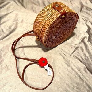 Round Straw Basket Bag vintage Patriotic Preppy Cute!